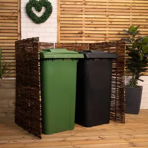 1.16m x 1.22m Double Garden Patio Willow Wheelie Bin Screen Hideaway