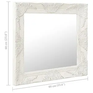 Berkfield Wall Mirror Baroque Style 60x60 cm White