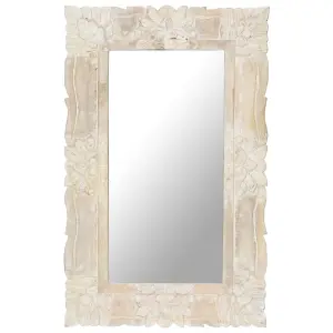 Berkfield Mirror White 80x50 cm Solid Mango Wood