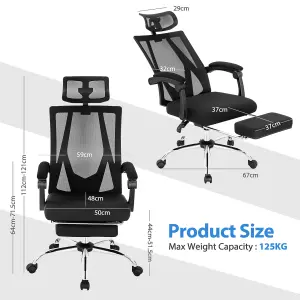 Costway Ergonomic Executive Office Chair High Back Reclining Chair Retractable Footrest