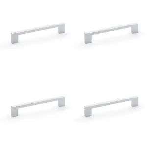 4 PACK - Slim Square Bar Pull Handle - Polished Chrome - 160mm Centres SOLID BRASS Drawer