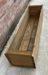 Wooden Garden Planter Trough Flower Plant Pot Box 100cm