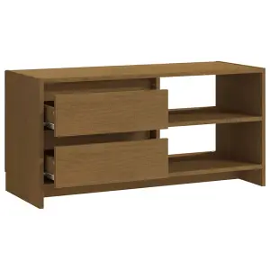 Berkfield TV Cabinet Honey Brown 80x31x39 cm Solid Pinewood