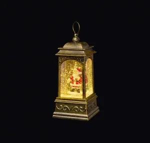 Bronze effect Santa Metal & plastic Lantern, (W) 9cm x (D) 9cm