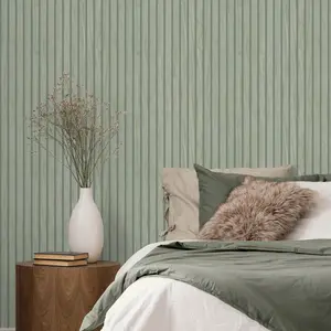 Panacea Wood Slats Wallpaper Sage Belgravia 1163