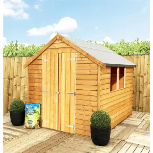 8 x 6 Shed Value Overlap - Apex Wooden Bike Store / Garden Shed - 2 Windows - Double Doors - 8ft x 6ft (2.39m x 1.83m)