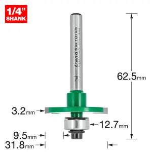 Trend 1/4" C143X1/4TC Slotting 3.2mm Cut X 31.8mm Slot Recess Cut Router Bit