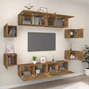 Berkfield 8 Piece TV Cabinet Set Smoked Oak Engineered Wood