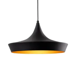 Luminosa Leo Dome Pendant Light Black with Matt Gold Inside