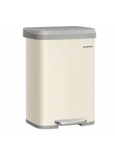 SONGMICS Kitchen Bin, 13 Gallon (50 L) Rubbish Bin, Metal Waste Pedal Bin With Lid, Tall And Large