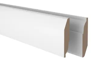 GoodHome Fully finished White MDF Chamfered & ovolo Skirting board (L)2400mm (T)14.5mm