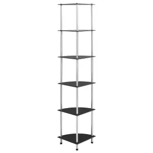 Berkfield 6-Tier Shelf Black 30x30x160 cm Tempered Glass