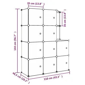 Cube Storage Cabinet for Kids with 10 Cubes Black PP