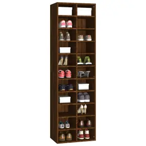 Berkfield Shoe Cabinet Brown Oak 54x34x183 cm Engineered Wood