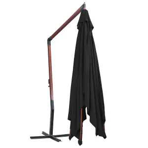 Berkfield Hanging Parasol with Wooden Pole 400x300 cm Black