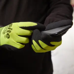 Site Nitrile & polyester Yellow & black Grip glove, Large