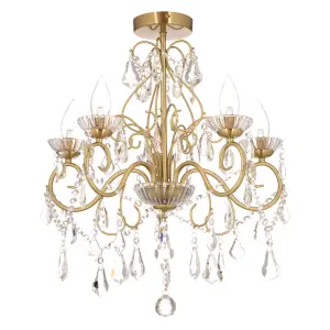 Litecraft Vara Brass 5 Light Chandelier