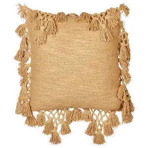 Set of 2 Cushions OLEARIA Cotton 45 x 45 cm Solid Sand Beige