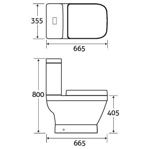 Aquarius Square Design Close Coupled Toilet with Soft Close Wrap Over Seat