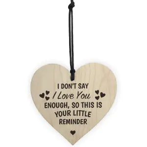 Red Ocean Reminder I Love You Wooden Hanging Heart Plaque