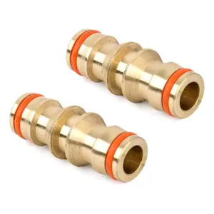 Brass Double Male Hose Connector Coupler Extender for Join Garden Hose Pipe Tube (Pack of 2)