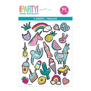 Unique Party Favourite Things Birthday Sticker Sheet Multicoloured (One Size)