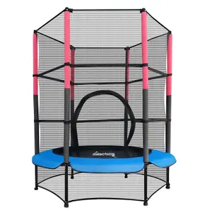 Galactica Mini Trampoline 4.5FT 55inch with Safety Net Enclosure Indoor Outdoor Children Activity Junior Trampoline Blue