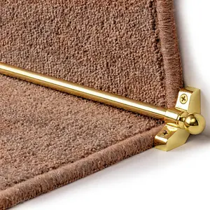 Hollow Stair Carpet Runner Rods - Easy To Install Affordable Stair Rod Bars - Brass Finish - 89cm (35.4") width