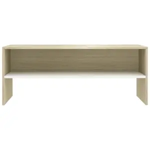 Berkfield TV Cabinet White and Sonoma Oak 100x40x40 cm Engineered Wood