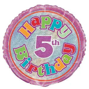 Unique Party Prism 5th Birthday Foil Balloon Pink/Multicoloured (One Size)