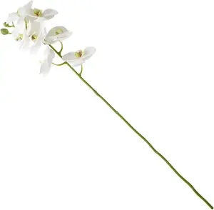 Bloom Artificial Single White Phalaenopsis Flower Stem - Faux Fake Silk Flower Indoor Home Decoration Floral Arrangements - L59cm