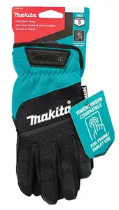 Makita P-84676 Open Cuff Working Gloves XL x2 Pair Kit - ANSI EN388 Rated