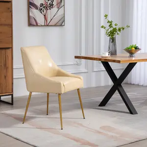 Set of 2 Lograto Faux Leather Dining Chairs - Cream