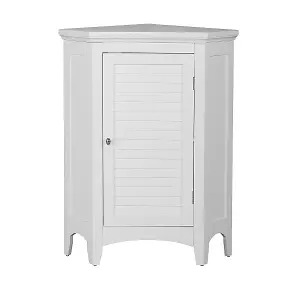 Teamson Home Bathroom Standing Corner Cabinet, Wooden Cabinet with Shutter Door, Bathroom Storage