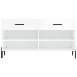 Berkfield Shoe Bench High Gloss White 102x35x55 cm Engineered Wood