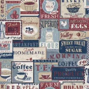 Galerie Kitchen Recipes Blue Enamel Signs Smooth Wallpaper