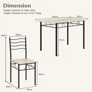 Costway 5 PCS Dining Table Set w/ Rectangular Tabletop Industrial Kitchen Table 4 Chairs Set