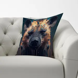 Hyena Face Splashart Dark Background Cushions 60cm x 60cm