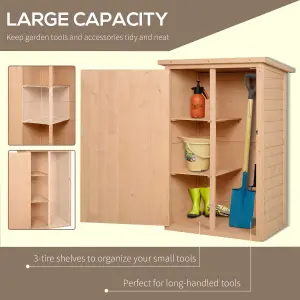 Outsunny Garden Shed Outdoor Tool Storage w/ 2 Shelve 75 x 56 x115cm Natural