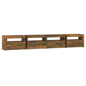 Berkfield TV Cabinet with LED Lights Smoked Oak 240x35x40 cm