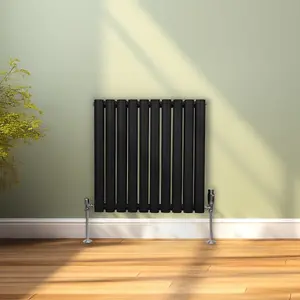 Oval Column Radiator & Valves - 600mm x 600mm - Black