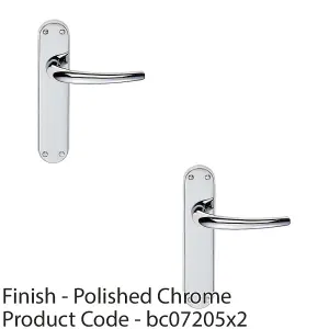 2 PACK - Rounded Sleek Internal Latch Door Handle - Polished Chrome Lever on Backplate