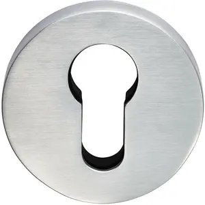 52mm Euro Profile Escutcheon Concealed Fix Satin Chrome Keyhole Cover