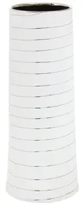 Interiors by Premier Haldis Large White Silver Stripe Ceramic Vase