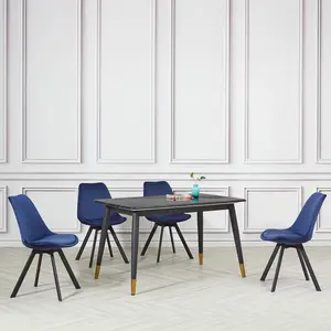 4 Rivas Velvet Upholstered Dining Chairs (Set of 4) Blue