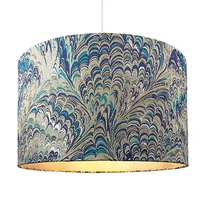 Contemporary and Vivid Peacock Print 35cm Table/Pendant Lampshade in Soft Cotton