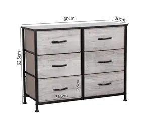 Requena Chest of Drawers, 6 Drawers with Wood Top and Large Storage Space, Easy to Install Room Organizer CD-5826-Grey-Black