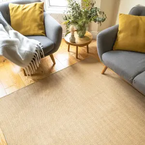 Natural Border Herringbone Jute Area Rug 200x290cm