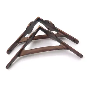 Oakcrafts -Pair of Cast Iron Gallows Shelf Brackets with a Copper Finish - 150mm x 150mm