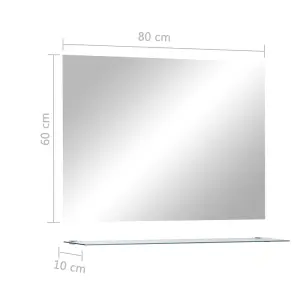 Berkfield Wall Mirror with Shelf 80x60 cm Tempered Glass